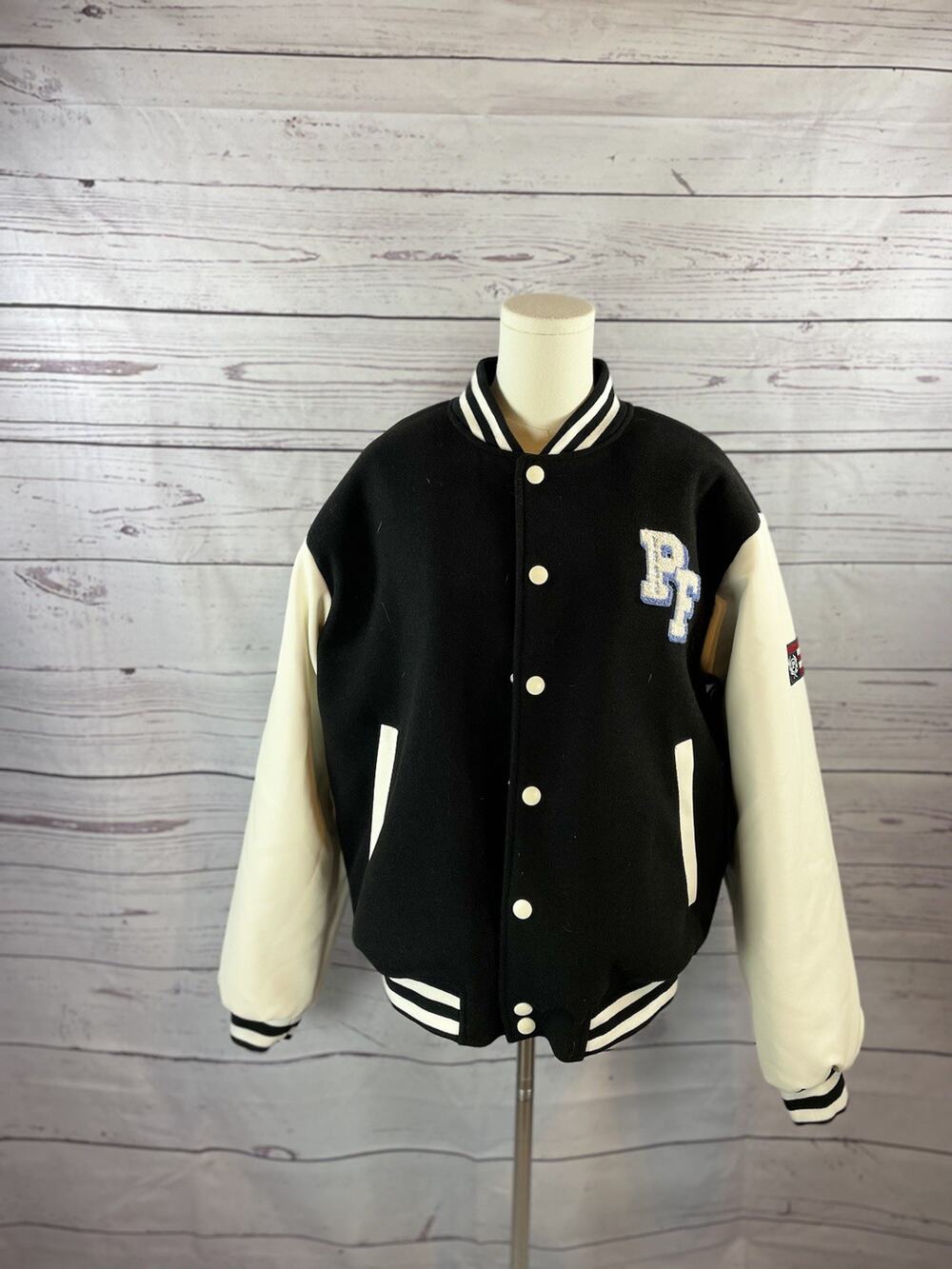 Phat Farm x Forever 21 Varsity Jacket Women’s M Black White Letterman Bomber NWT